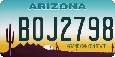 AZ license plate BOJ2798