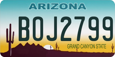 AZ license plate BOJ2799