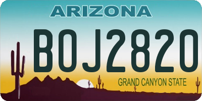 AZ license plate BOJ2820