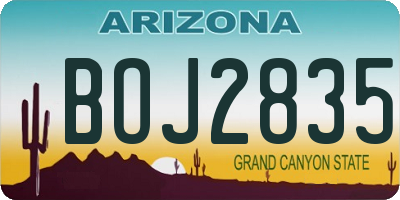 AZ license plate BOJ2835