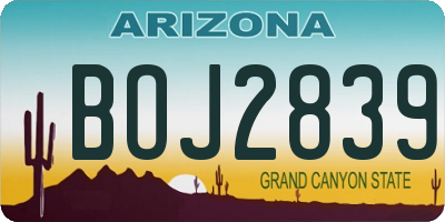AZ license plate BOJ2839