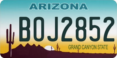 AZ license plate BOJ2852
