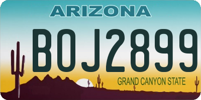 AZ license plate BOJ2899