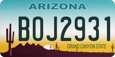 AZ license plate BOJ2931