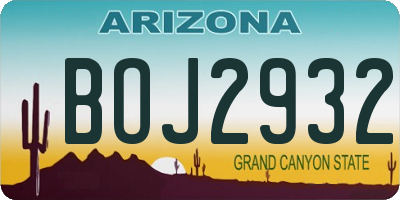 AZ license plate BOJ2932