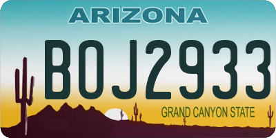 AZ license plate BOJ2933