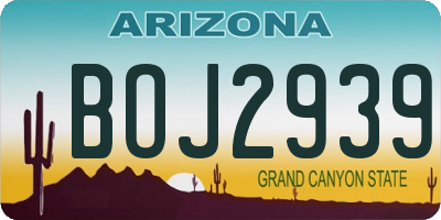 AZ license plate BOJ2939