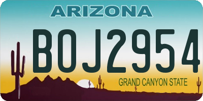 AZ license plate BOJ2954