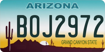 AZ license plate BOJ2972