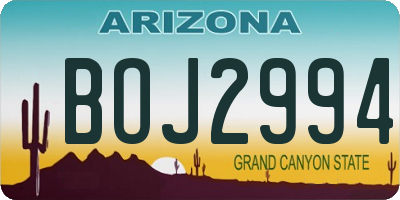 AZ license plate BOJ2994