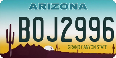 AZ license plate BOJ2996