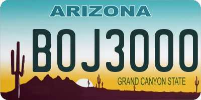 AZ license plate BOJ3000