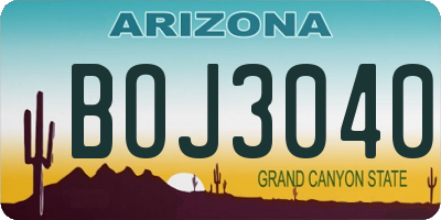 AZ license plate BOJ3040