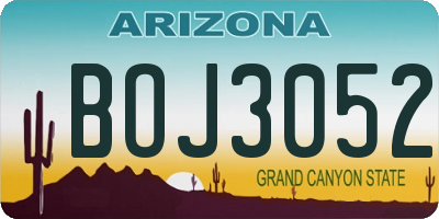 AZ license plate BOJ3052