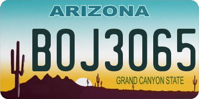 AZ license plate BOJ3065