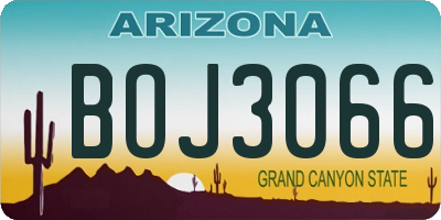 AZ license plate BOJ3066
