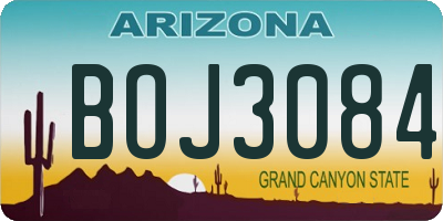 AZ license plate BOJ3084