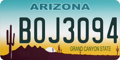 AZ license plate BOJ3094