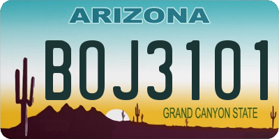 AZ license plate BOJ3101