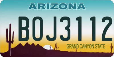 AZ license plate BOJ3112