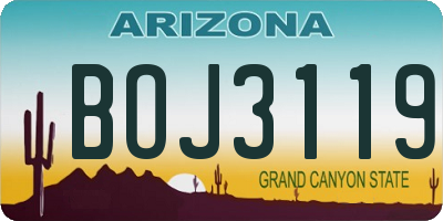 AZ license plate BOJ3119