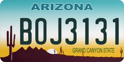 AZ license plate BOJ3131