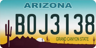 AZ license plate BOJ3138