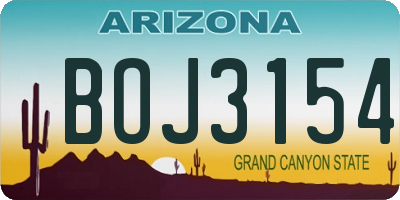AZ license plate BOJ3154