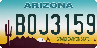 AZ license plate BOJ3159