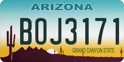 AZ license plate BOJ3171