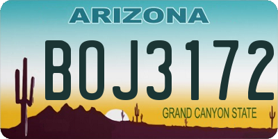 AZ license plate BOJ3172