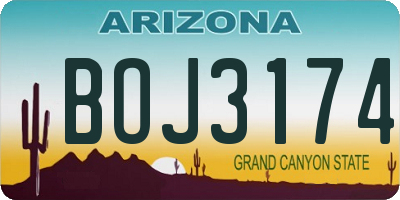 AZ license plate BOJ3174