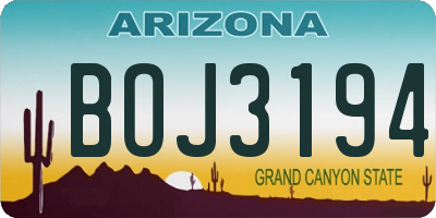 AZ license plate BOJ3194
