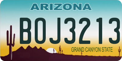 AZ license plate BOJ3213