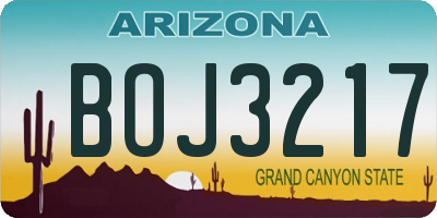 AZ license plate BOJ3217