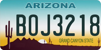 AZ license plate BOJ3218