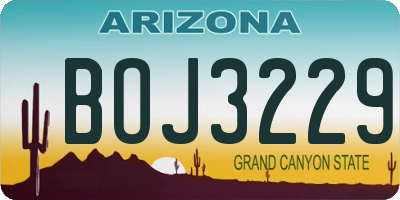 AZ license plate BOJ3229