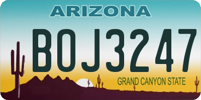 AZ license plate BOJ3247