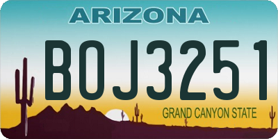AZ license plate BOJ3251
