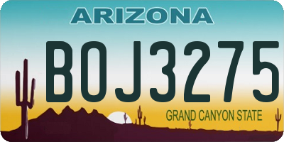 AZ license plate BOJ3275