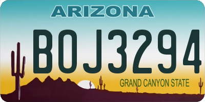 AZ license plate BOJ3294