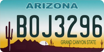 AZ license plate BOJ3296