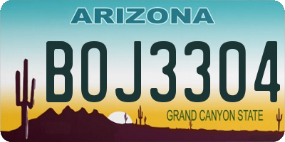 AZ license plate BOJ3304