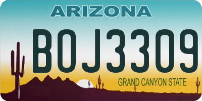 AZ license plate BOJ3309