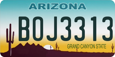 AZ license plate BOJ3313
