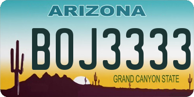 AZ license plate BOJ3333