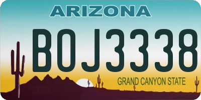 AZ license plate BOJ3338