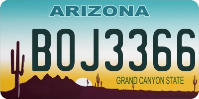 AZ license plate BOJ3366