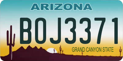AZ license plate BOJ3371