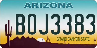 AZ license plate BOJ3383